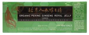 Health Nature Organic Peking Ginseng Royal Jelly 3000 Oral Liquid Suspension 30x 10mL Vials