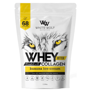White Wolf Nutrition Whey Better Protein With Collagen 68 Serves 2.24kg Banana Ice-Cream