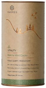 Sacred Taste Organic Drinking Cacao (Matcha Mint Cacao) Vitality 250g