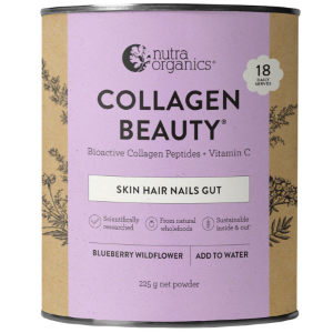 Nutra Organics Collagen Beauty Bioactive Collagen Peptides + Vitamin C 225g Blueberry Wildflower