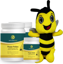 Nature Bee Power Pollen 400 Capsules (6 Months Supply) + 60 Capsules (1 Month) + Bee Plush Toy