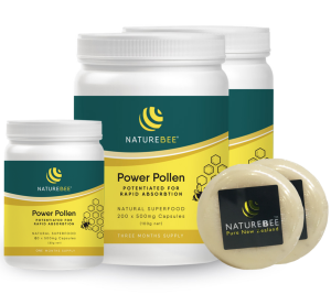 Nature Bee Power Pollen 400 Capsules (6 Months Supply) + 60 Capsules (1 Month) + 2 Soaps