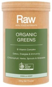 Amazonia Raw Real Food Nutrients Organic Greens Vanilla Mint 200g