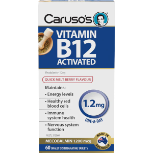 Caruso's Vitamin B12 Activated 1.2mg Quick Melt Berry Flavour 60 Tablets