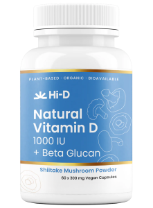 Hi-D Natural Vitamin D 1000 IU + Beta Glucan (Organic Shiitake Mushroom) 60 Capsules