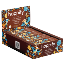 Happify Organic Nutritional Protein Bar 80g Dark Chocolate Box of 12
