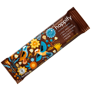 Happify Organic Nutritional Protein Bar 80g Dark Chocolate Box of 12