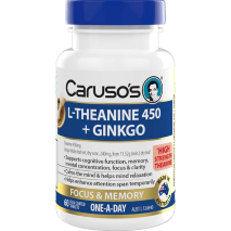 Caruso's L-Theanine 450 + Ginkgo 60 Film Coated Tablets