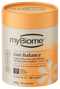 MyBiome Gut Balance Prebiotic Fibre 140g (56 Serves) Natural Orange
