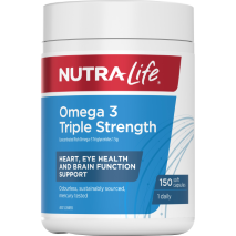 Nutra-Life Omega 3 Triple Strength Odourless Fish Oil 150 Capsules