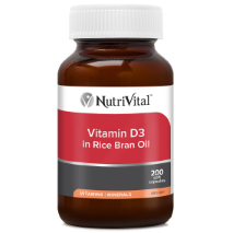 NutriVital Vitamin D3 in Rice Bran Oil 200 Capsules