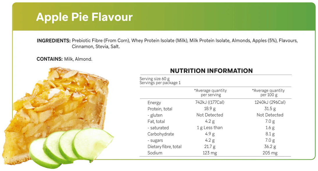 Smart Protein bar Apple Pie Nutrition Panel